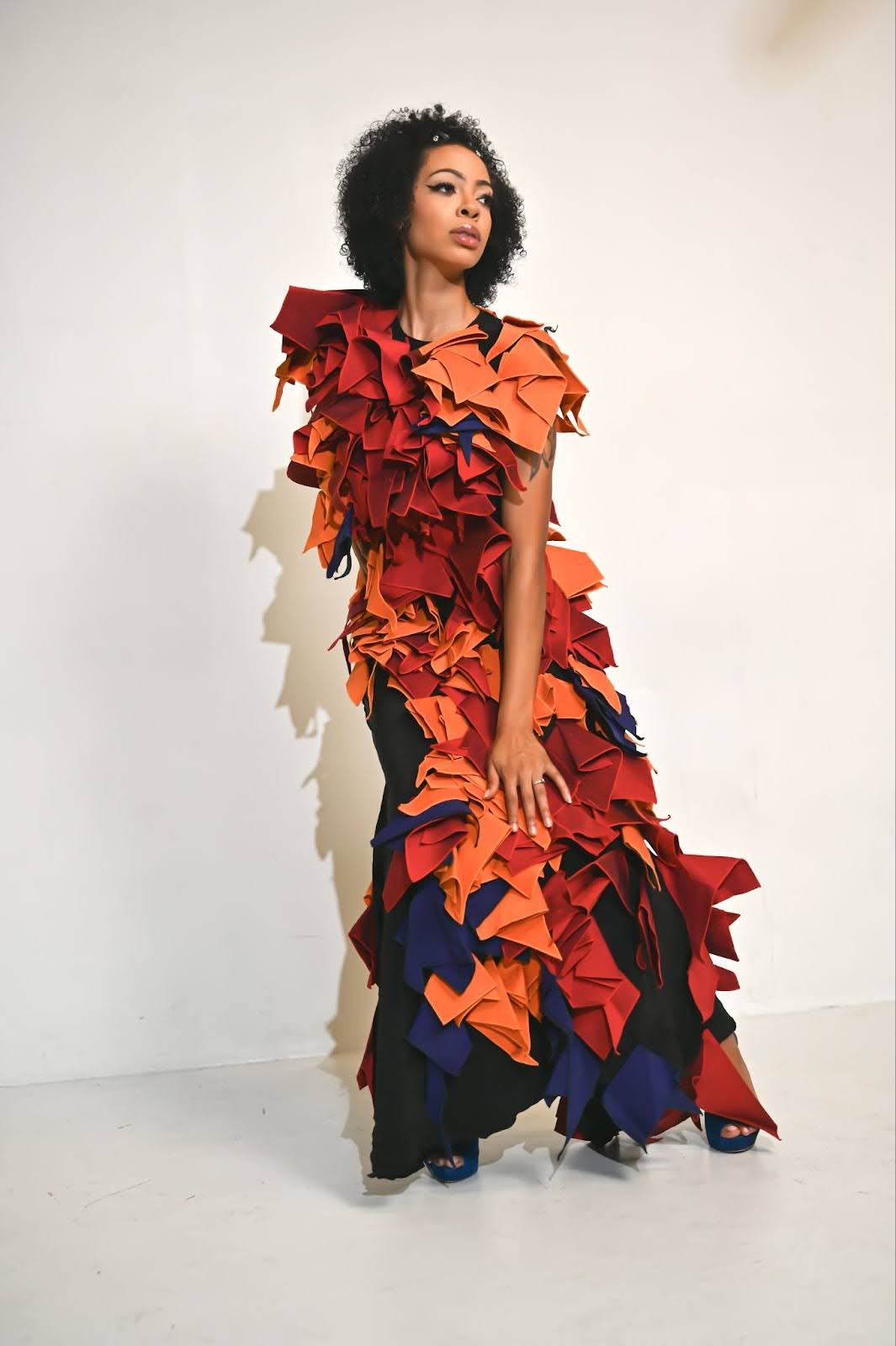 “The Fall” Red & Orange Dramatic Dress